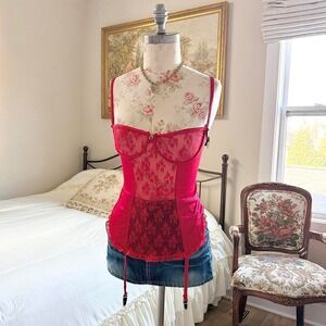 red lace bustier top  Nani Flower‎ lace bustier size medium